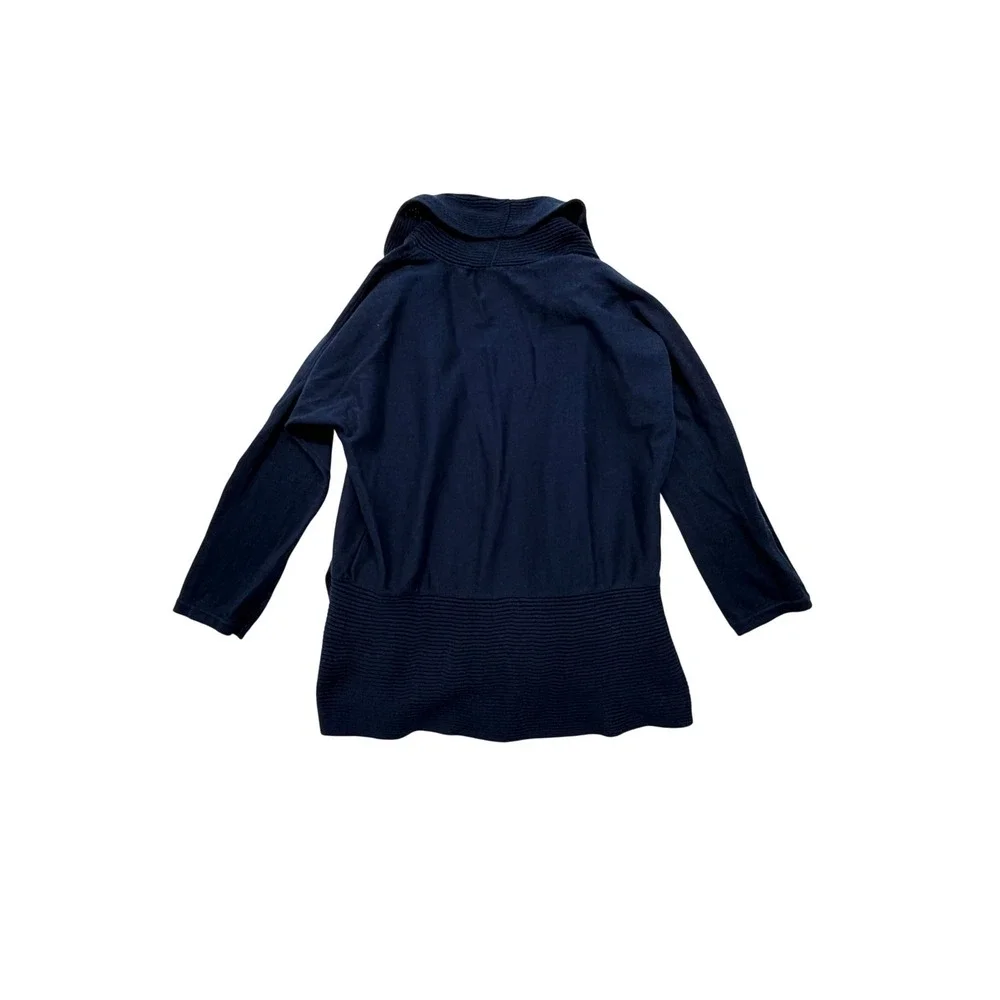 Ralph Lauren Navy Blue 100% Cotton Open Front Shawl Cardigan Sweater M